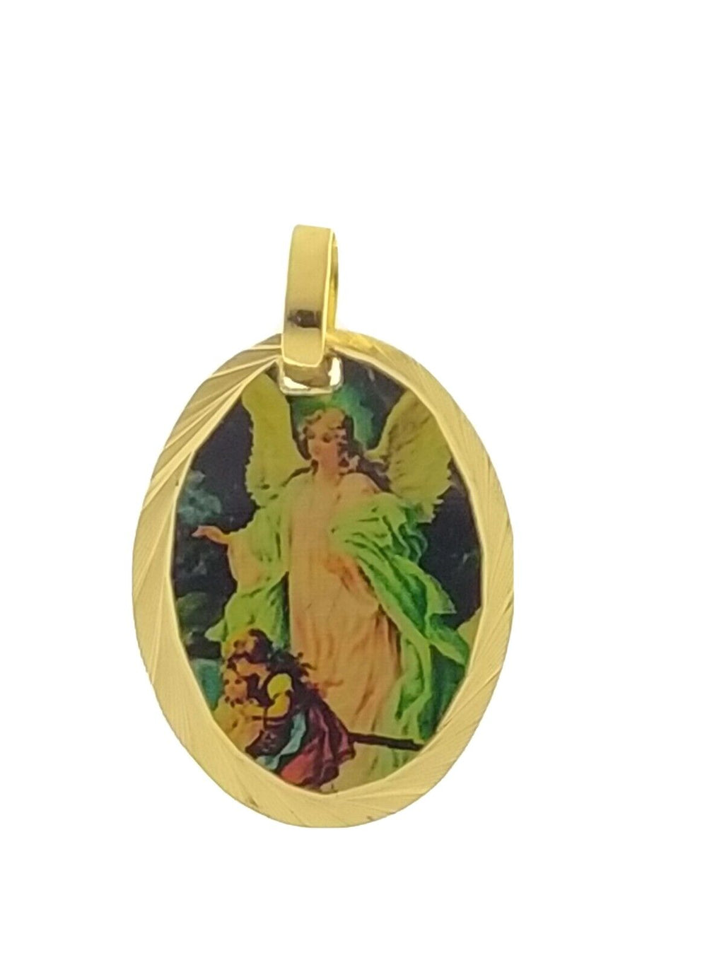 18k Gold plated Guardian Angel Religious Medal Medalla Angel de la Guarda Kids 