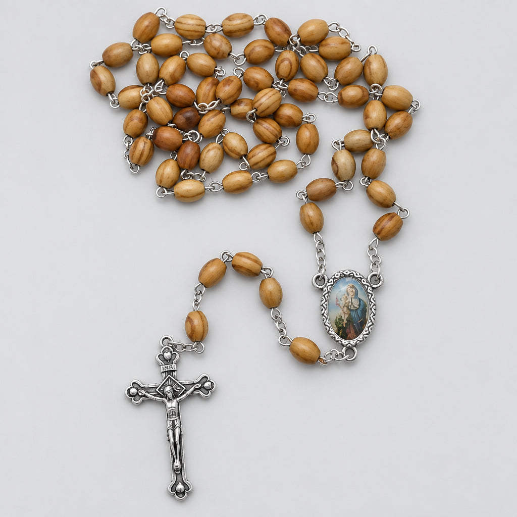 Rosary St Joseph Olive Wood Catholic Prayer Cards San Jose Rosario Catholic Gift