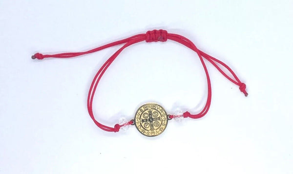 Saint St Benedict Bracelet Adjustable Red Cord Medal Pulsera Roja de San Benito