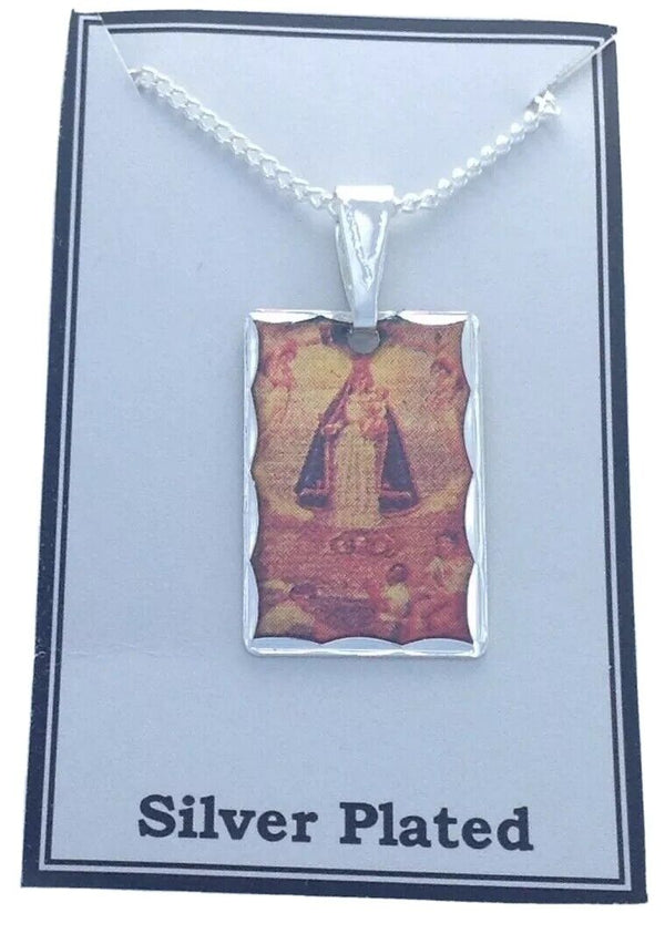 Virgen de la Caridad del Cobre Medal Silver Plated with 18" Chain Necklace 