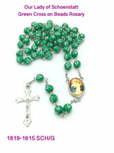 Our lady Of Schoenstatt Green Cross Beads Rosary Necklace La Mater Reina Madre