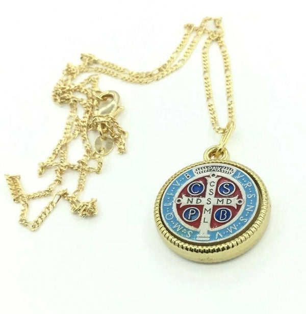 Saint st Benedict Medal pendant Catholic Exorcism Necklace San Benito 