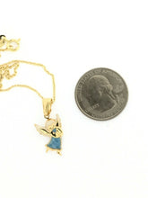 14K Gold Plated Praying Angel Pendant Charm Necklace Baby Kids Blue 16” Chain