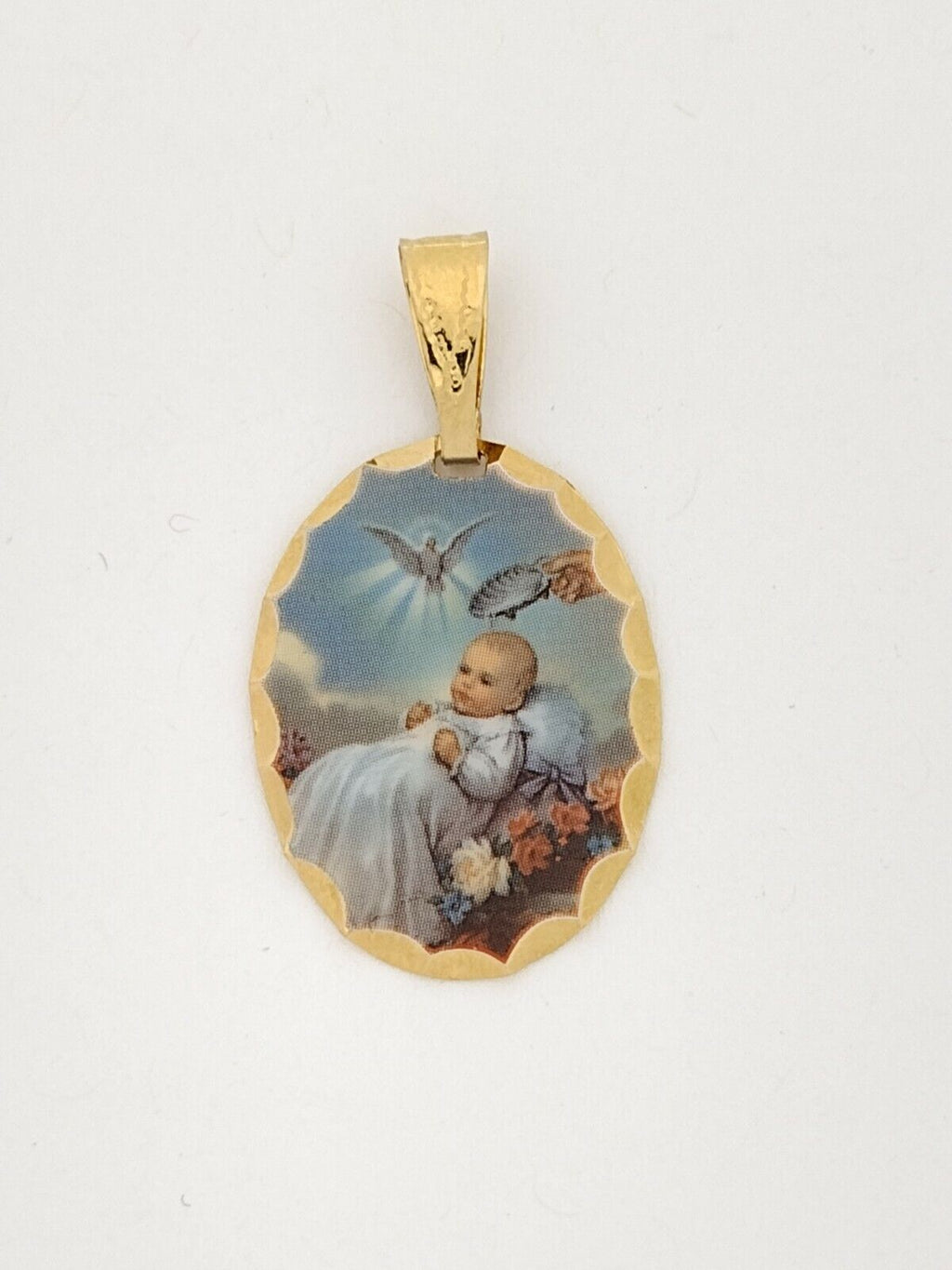 Baptism Gift Medal 14k Gold Plated with 16 inch Chain  Regalo Bautizo Medalla 