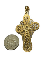 14K Yellow Gold Plated Crucifix Religious JESUS Cross Pendant Charm Protection