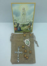 OUR LADY OF FATIMA Olive Wood Rosary Beads JERUSALEM Necklace Oval Catholic Mary