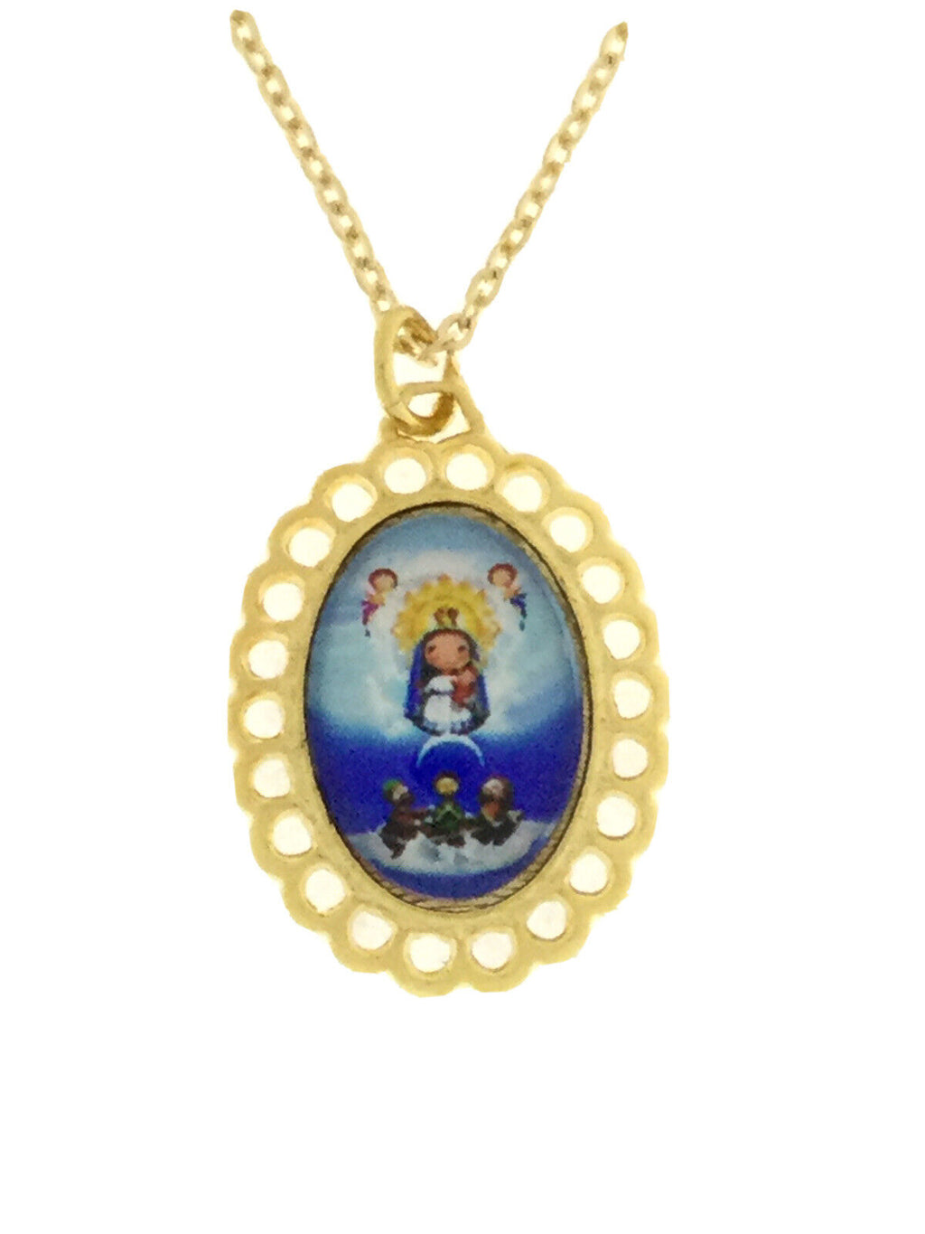 10k Gold Plated Caridad del Cobre Religious Medal Virgencita Pliz  para Niños