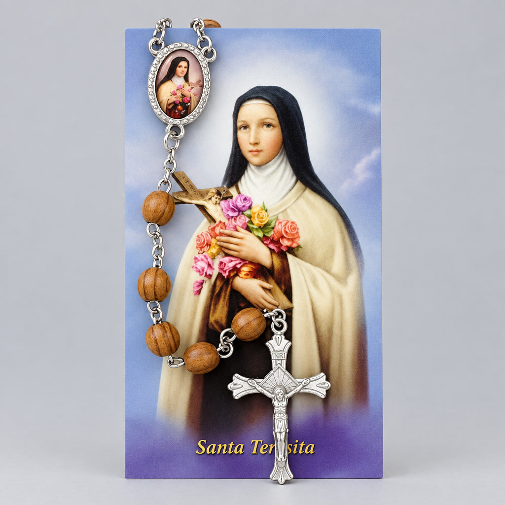 Saint Therese Rosary olive wood Jerusalem Santa Teresa Catholic Rosario madera
