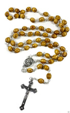 Genuine Olive Wood Beads Rosary Beaded Necklace Catholic Cross Holy Soil Medal 