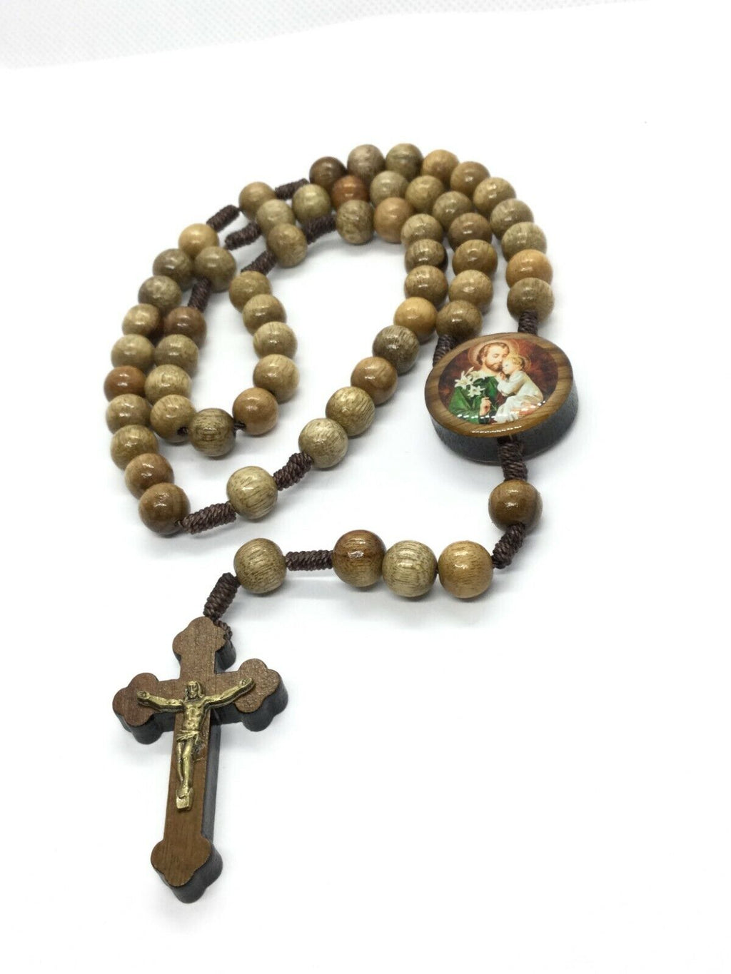 Saint St.Joseph Rosary Wood Beads Rosario de San Jose father's day Gift Prayer 