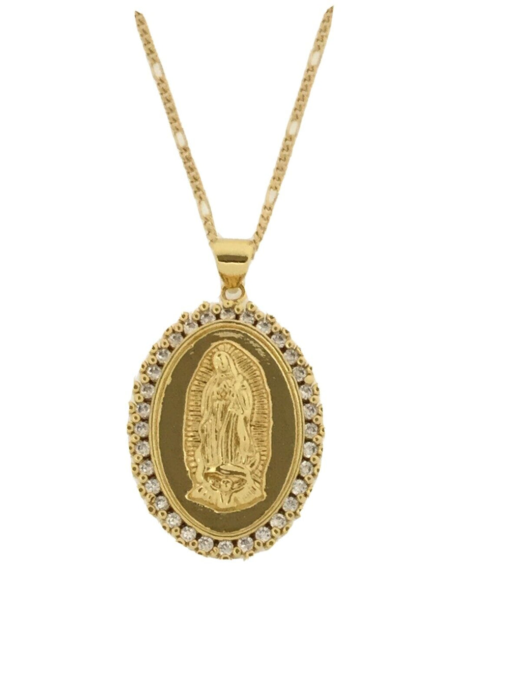 14k Gold Plated Virgen de Guadalupe Necklace Pendant Virgin Mary 20" Chain Jesus