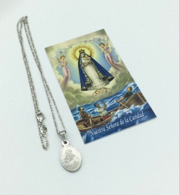 Caridad del Cobre Medal Oval Pendant Religious Catholic Stainless Steel CUBA 