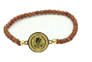 Saint St Benedict Bracelet Adjustable Medal Pulsera De San Benito Venturina Bead