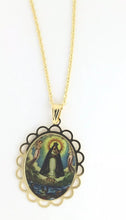 18k Gold Plated Virgen de La Caridad del Cobre Catholic Medal Pendant Necklace