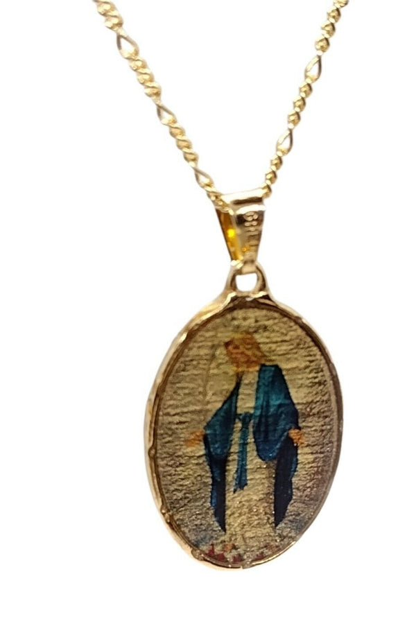 Virgen Milagrosa - Our Lady of Grace 18k Gold Plated with 20 Chain 2 Sided