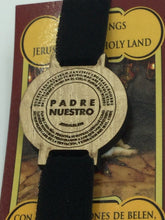 Religious Wood Bracelet Spanish Lord's Prayer Stretch Black Round Padre Nuestro