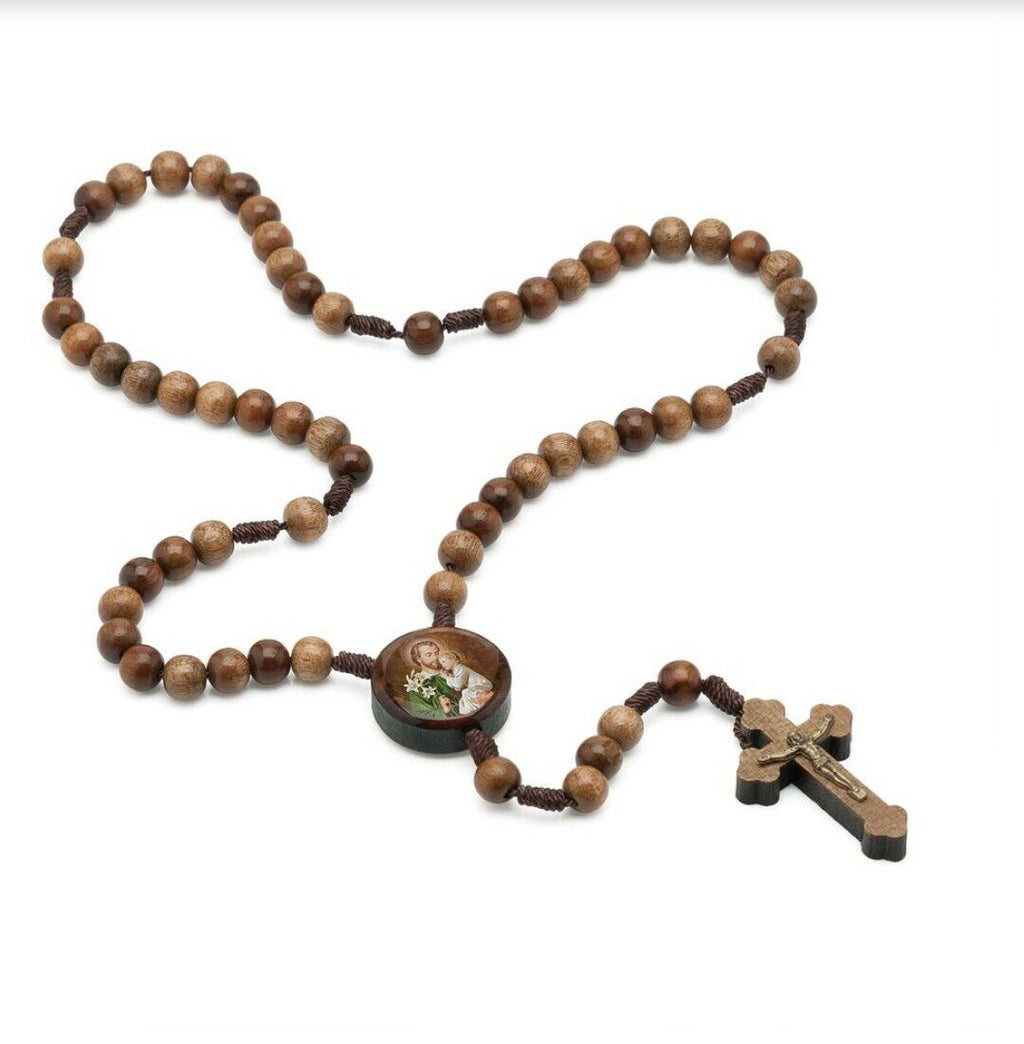 Saint St.Joseph Rosary Wood Beads Rosario de San Jose father's day Gift Prayer 