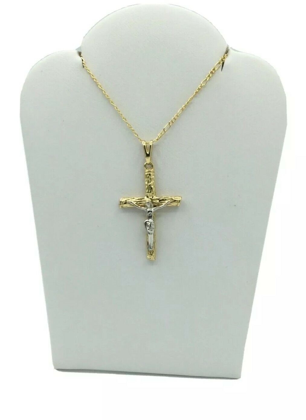 14K Yellow White GOLD PLATED Crucifix Cross Religious Necklace Pendant Men Women