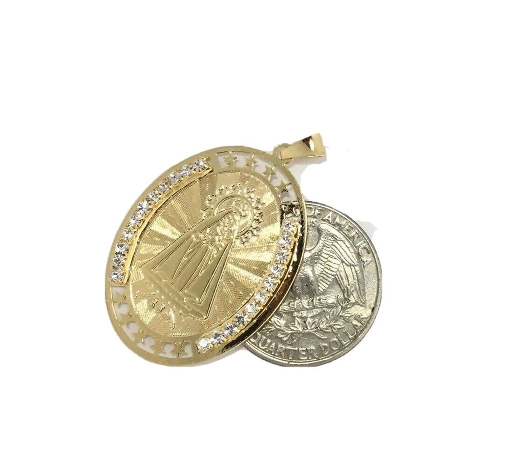 Caridad del Cobre Medal Necklace 18K Gold Plated Medalla -20 inch Chain Maria