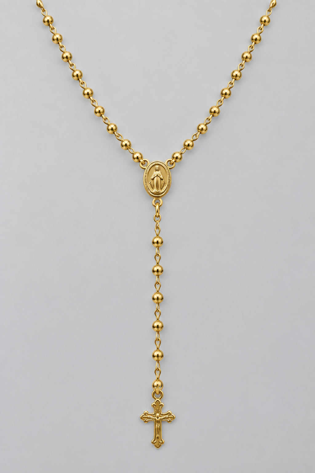 Virgen Milagrosa Rosario 18k Gold Plated Virgin Mary Rosary Necklace Cross 18"
