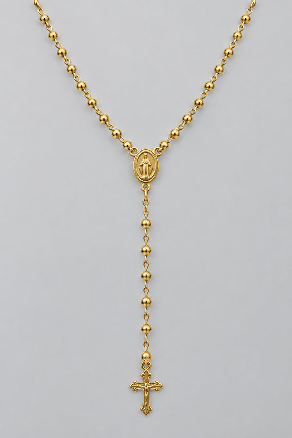Virgen Milagrosa Rosario 18k Gold Plated Virgin Mary Rosary Necklace Cross 18"