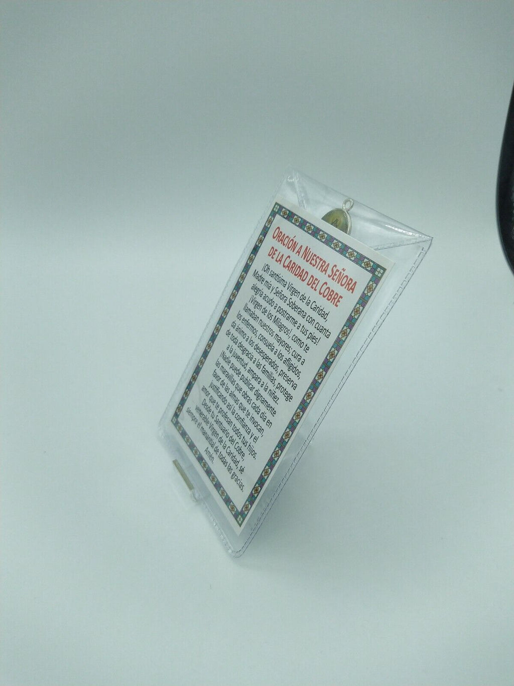 3X Caridad del Cobre spanish Prayer cards with Vinyl Folder Removable Medal 3X5"