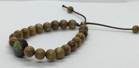 Virgen de la Caridad del Cobre Pulsera Bracelet Brown Wooden Beads Mens Womens 