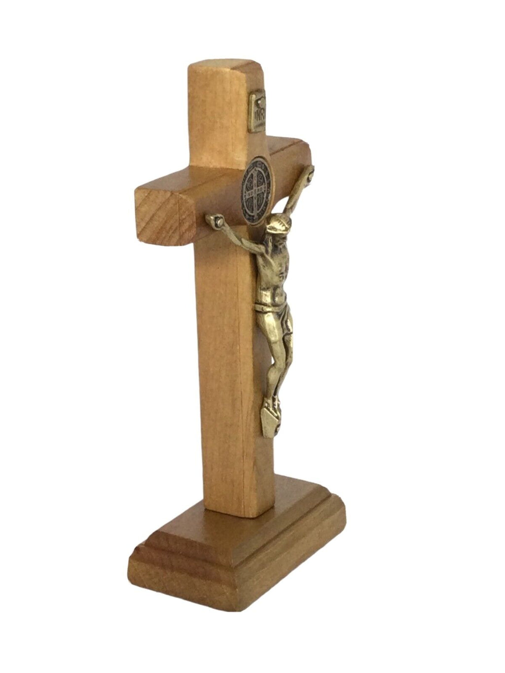 St.Saint Benedict Medal Wood Cross Crucifix Standing  medalla Cruz San Benito