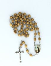 Olive Wood Rosary Beads JERUSALEM Necklace Oval Catholic Immaculate Mary Jesus