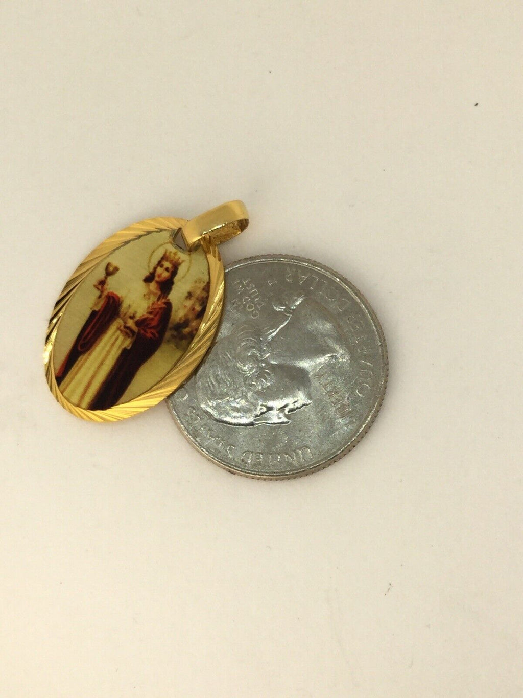18k St Barbara Religious Medal Gold Plated Santa Barbara Medalla Protección Cuba