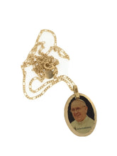 14k gold Plated Religious Catholic Oval Medal Pope Francis With 20 inch chain