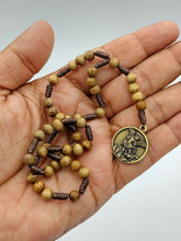 Brown Wood St Saint Michael Archangel Rosary Beads Chaplet coronilla San Miguel