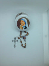 Mother Teresa olive wood rosary with prayer card Madre Teresa Rosario Jerusalem