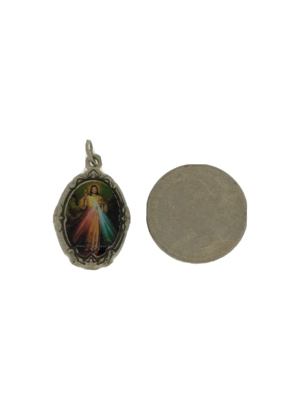  Divine Mercy Medal Sivler Tone Catholic Jesus de Divina Misericordia Medalla 