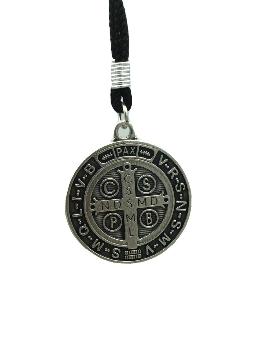2X Medalla de San Benito Saint St Benedict Medallion Medal Pendant Cord Necklace