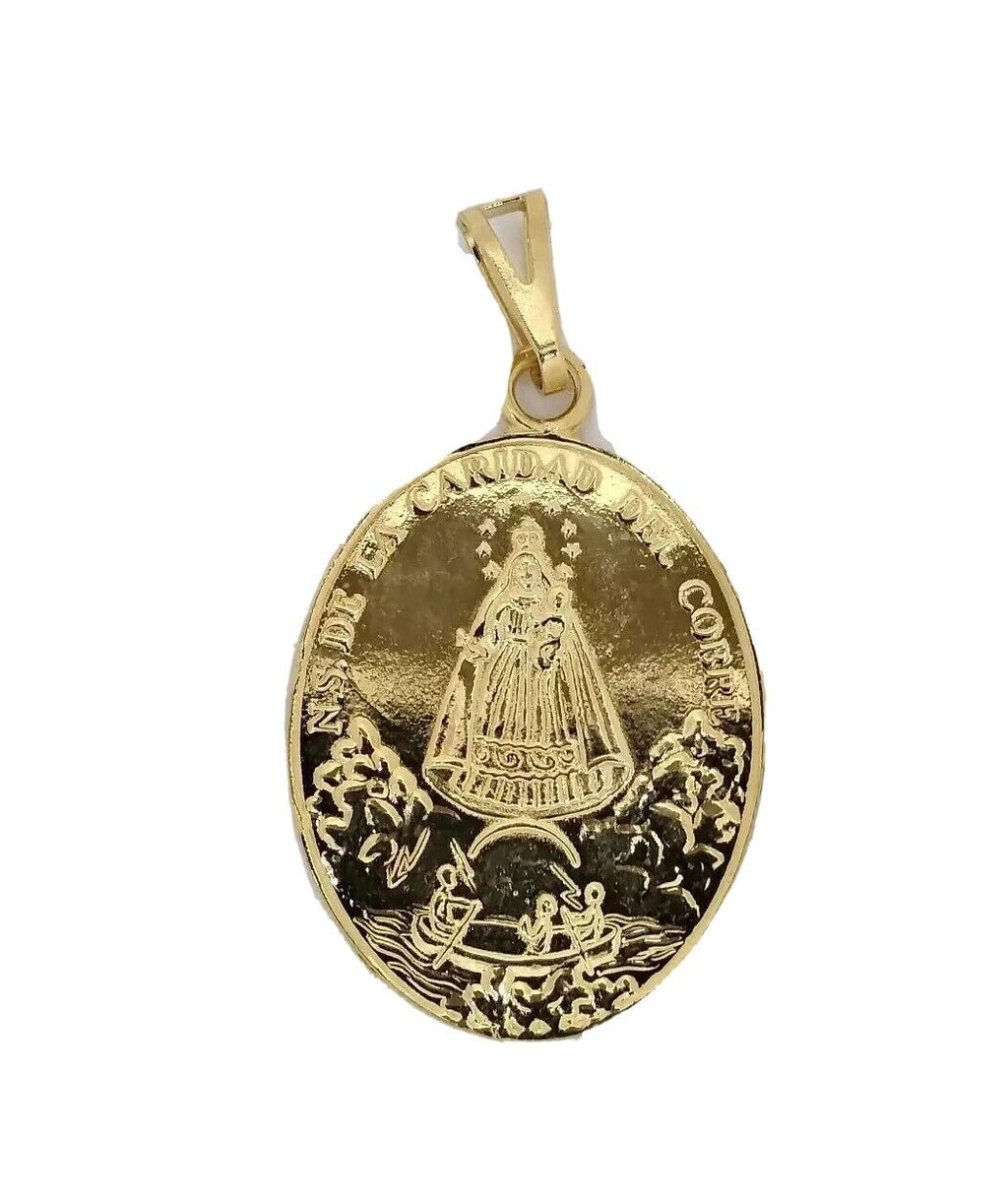 18k Caridad del Cobre Medal catholic Religious Pendant Prayer Card Cuba Mary