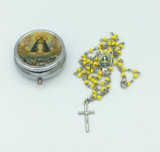 Catholic Rosary Necklace with Caridad Medal,Cross Crucifix  metal box Free medal