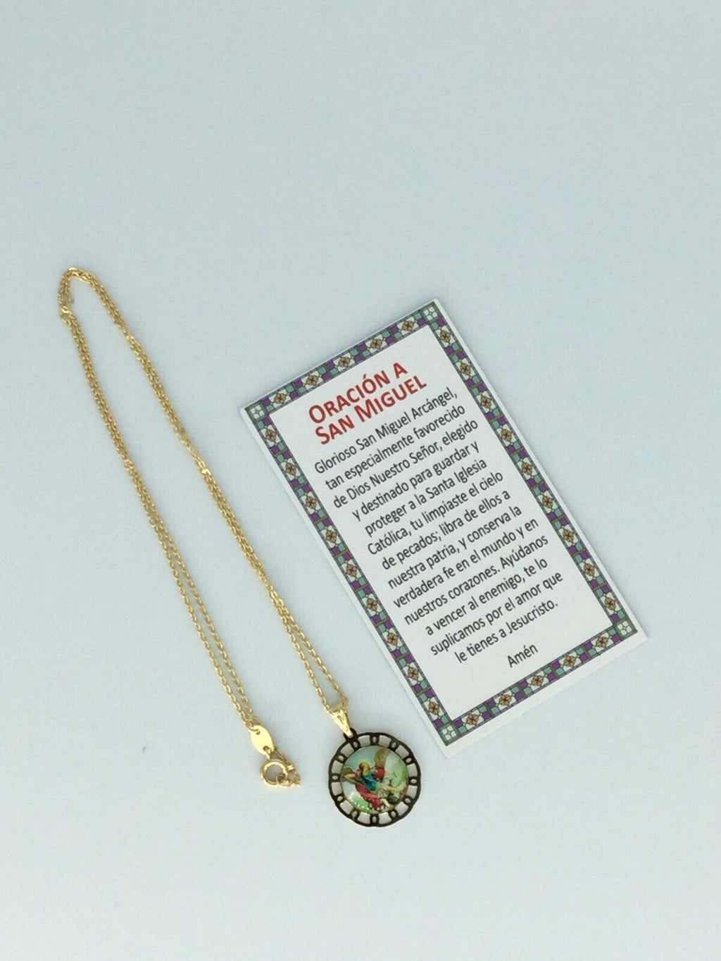 St. Michael Archangel 18k Gold Plated with 20 inch Chain - San Miguel Arcangel 