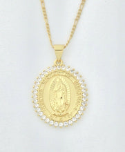 14k Gold Plated Virgen de Guadalupe Necklace Pendant Virgin Mary 20