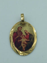 Holy Family Medal 14k Gold Plated with 20 Chain - Sagrada Familia Medalla Jesus