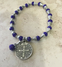 St. Saint benedict bracelet Pulsera De Medalla San Benito Cross Crucifix Blue