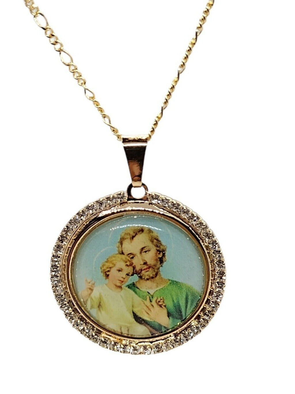 14k gold Plated Saint Joseph  Catholic Medal Necklace Medalla de San José Father
