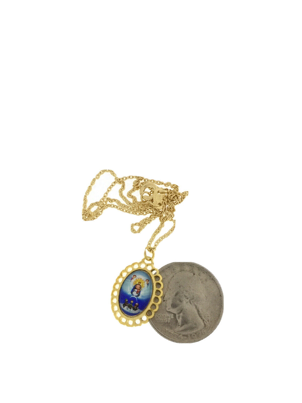 10k Gold Plated Caridad del Cobre Religious Medal Virgencita Pliz  para Niños