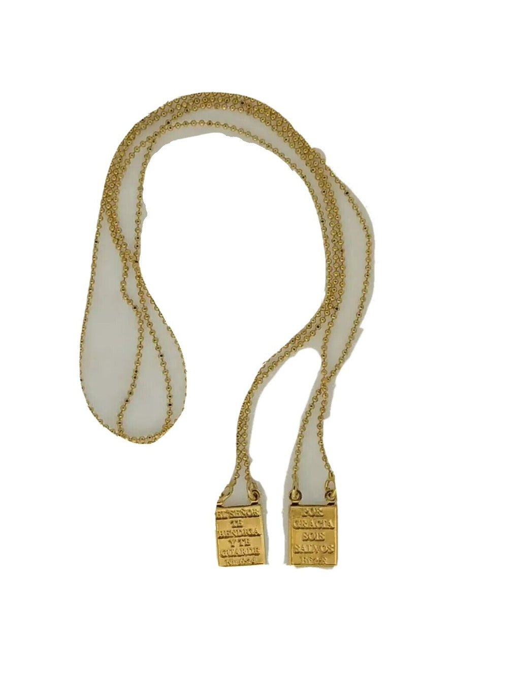 14k Gold Plated Our Lady Mt Carmel & Sacred Heart Jesus  Scapular Necklace 