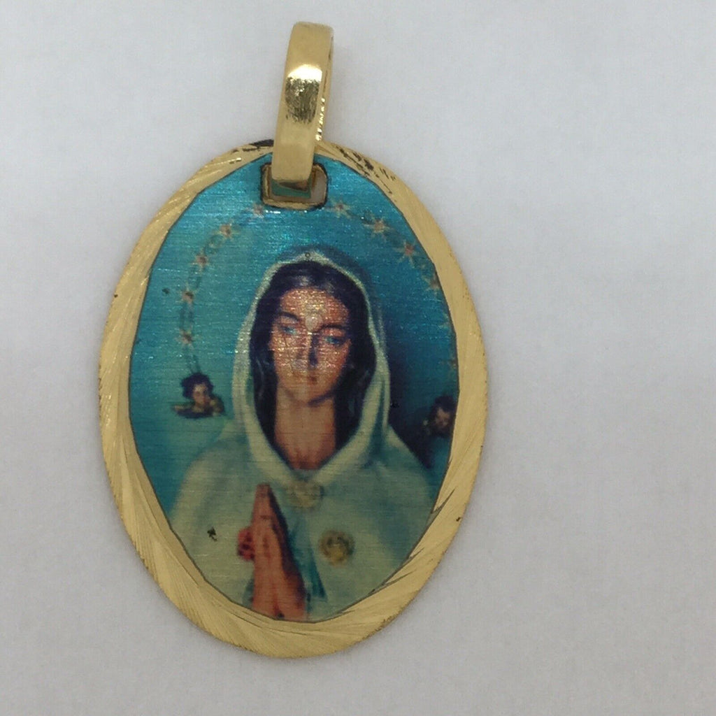 18k Gold Plated rosa mistica   medal pendant with Chain Mystical Rose VENEZUELA