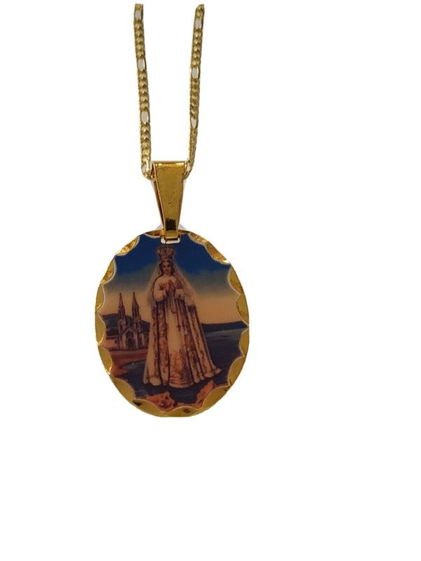 Virgen Del Valle Venezuela Our Lady of the Valley 18k Gold Plated Medal Necklace
