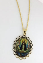 18k Gold Plated Virgen de La Caridad del Cobre Catholic Medal Pendant Necklace