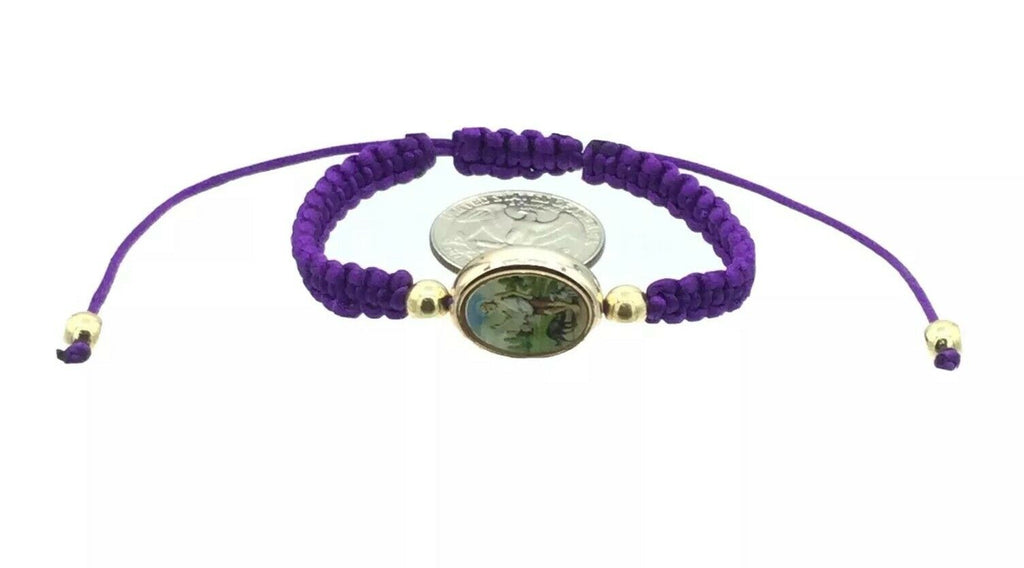 St.Saint Lazarus Bracelet San Lázaro Pulsera Morada Oval Purple Babalú-Ayé 