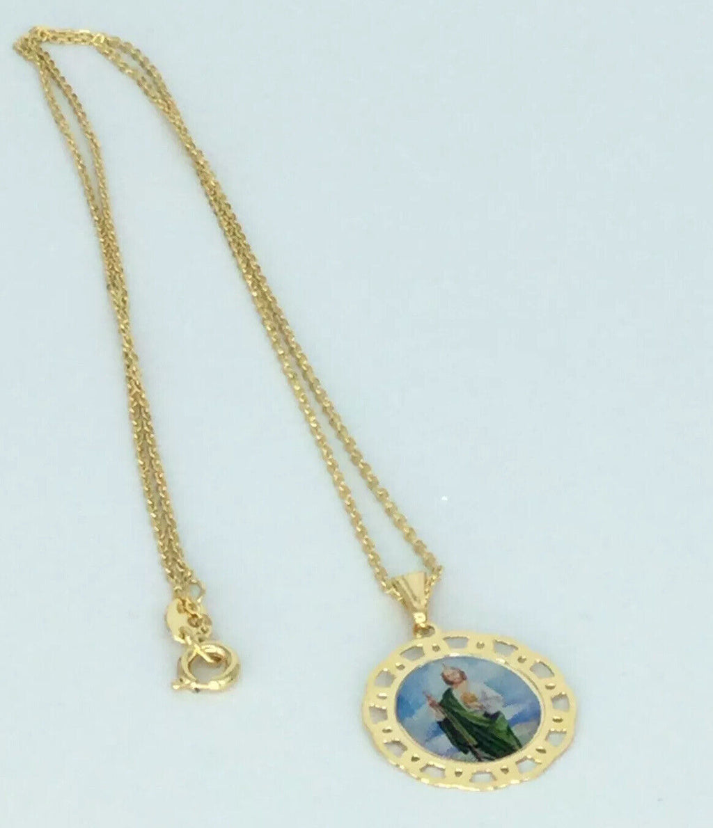 St.Jude Thaddeus Pendant San Judas Tadeo 18K Gold Plated with 20 inch Chain