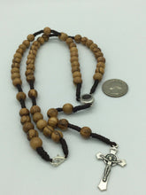 Olive Wooden rosary Necklace Jerusalem Soil Saint St.Benedict Medal Cross Benito